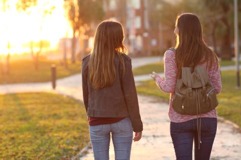 two female students outside